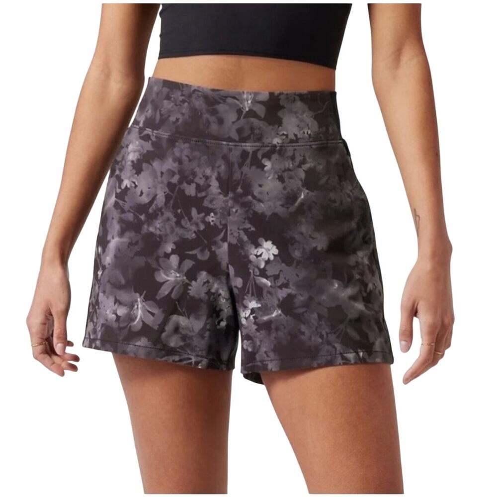 Athleta Womens Brooklyn printed shorts, grey floral, Size 16 - Picture 2 of 9